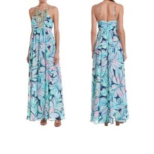 Lilly Pulitzer Lanette High Tide Maxi Dress NWT Size 00 XS